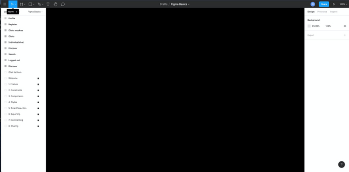 An image of Figma with a black screen when using Brave browser